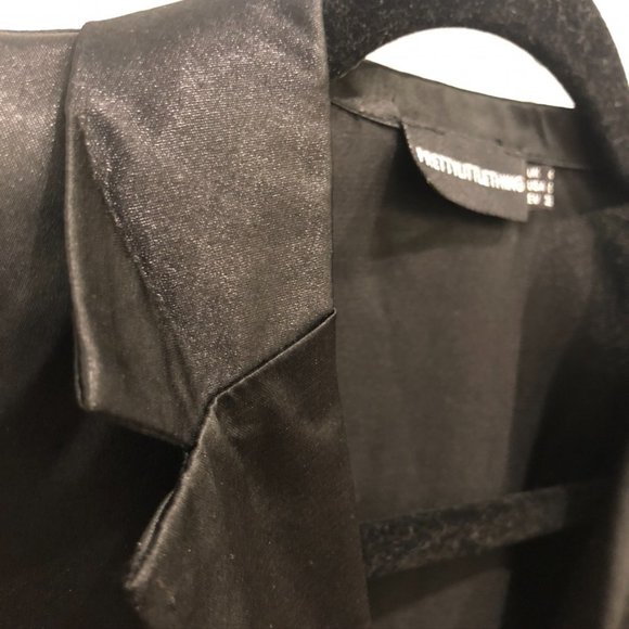 Pretty Little Thing | Silk Crop Button Down Blouse - Picture 3 of 3